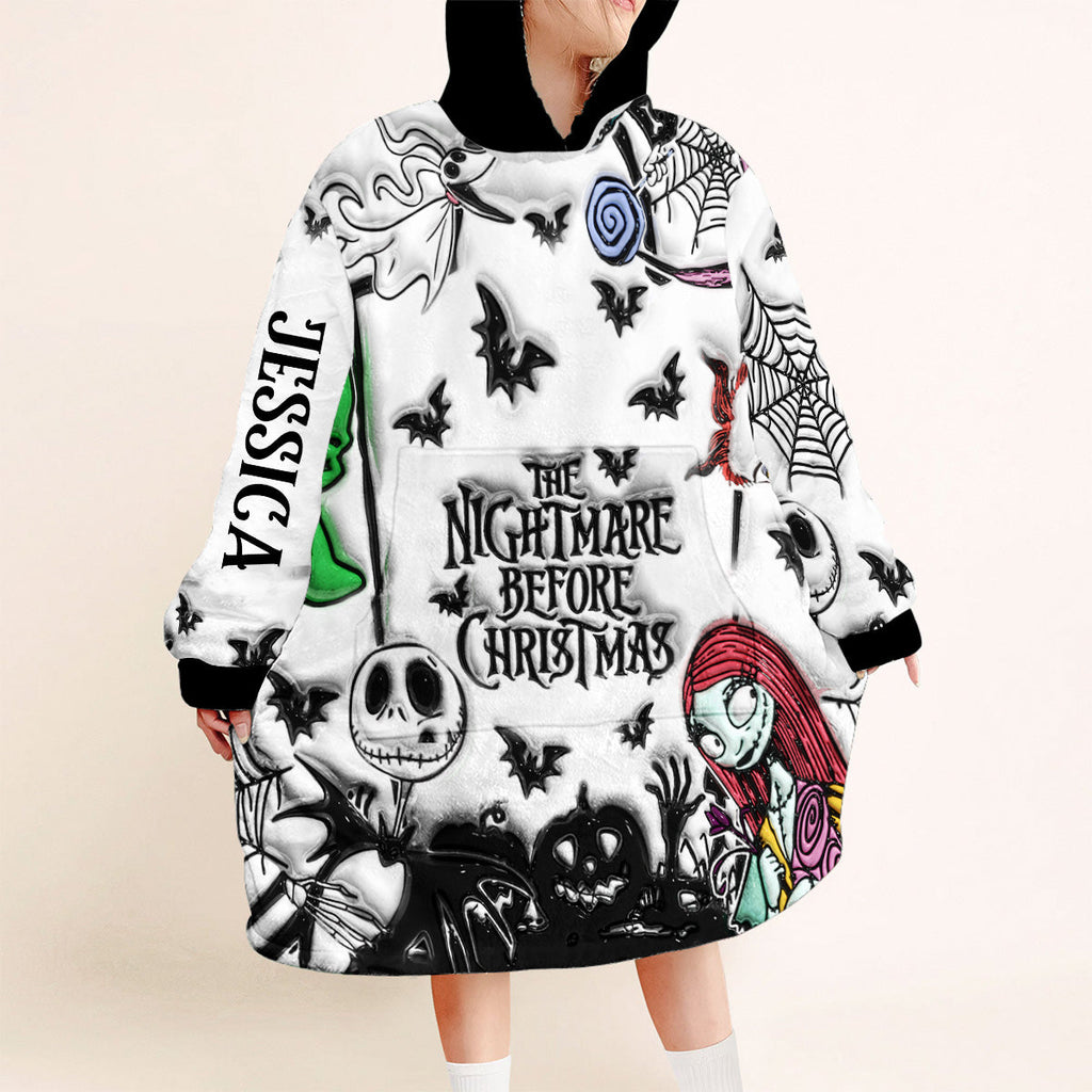 Personalized Nightmare Blanket Hoodie Custom Name Gift for Halloween Blanket Hoodie GradoCreations