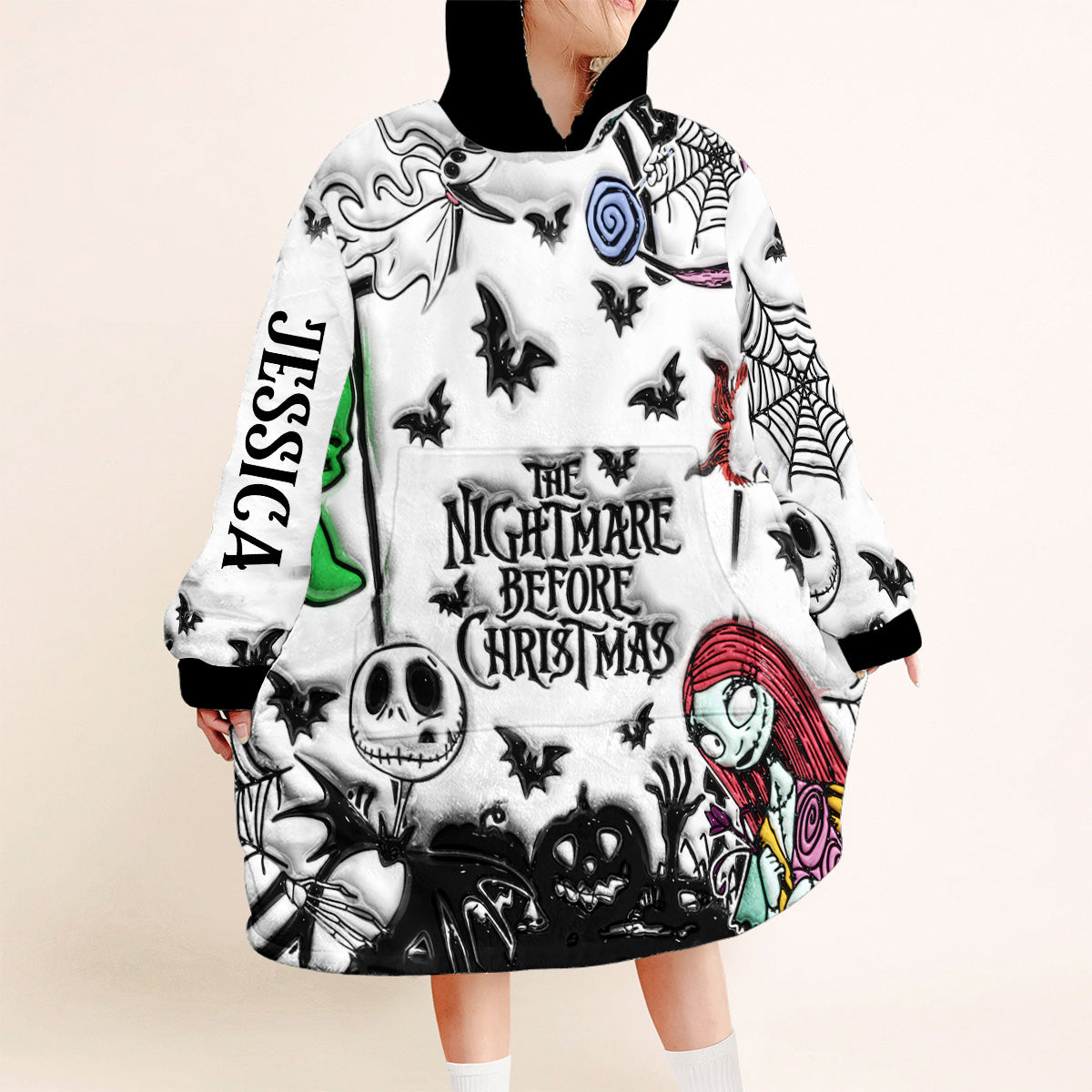 Personalized Nightmare Blanket Hoodie Custom Name Gift for Halloween Blanket Hoodie GradoCreations