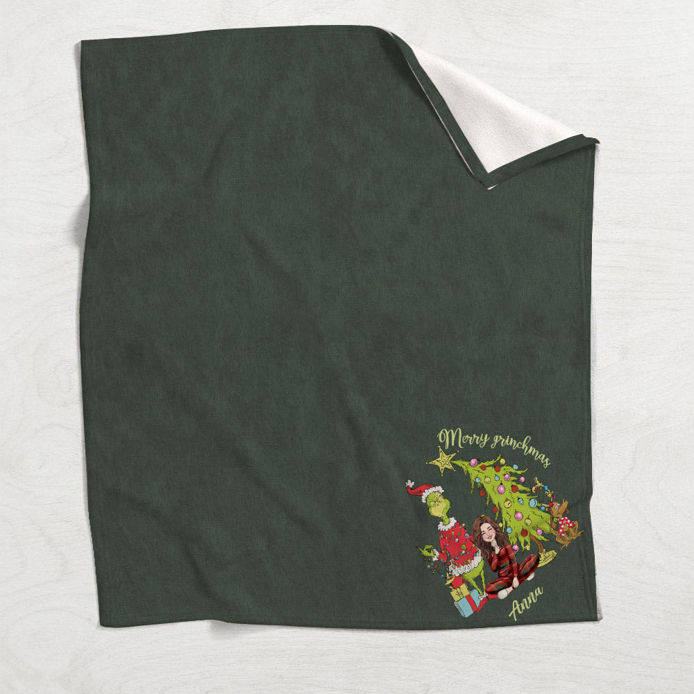 Personalized Merry Christmas Blanket Custom Name Cozy Gift Blanket GradoCreations