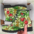Personalized Grinch Leather Boots Custom Name Holiday Gift Leather Boots GradoCreations