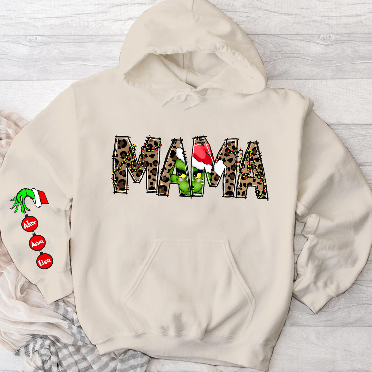 Personalized Christmas Hoodie for Mom with Grinch Design All Over Shirt GradoCreations