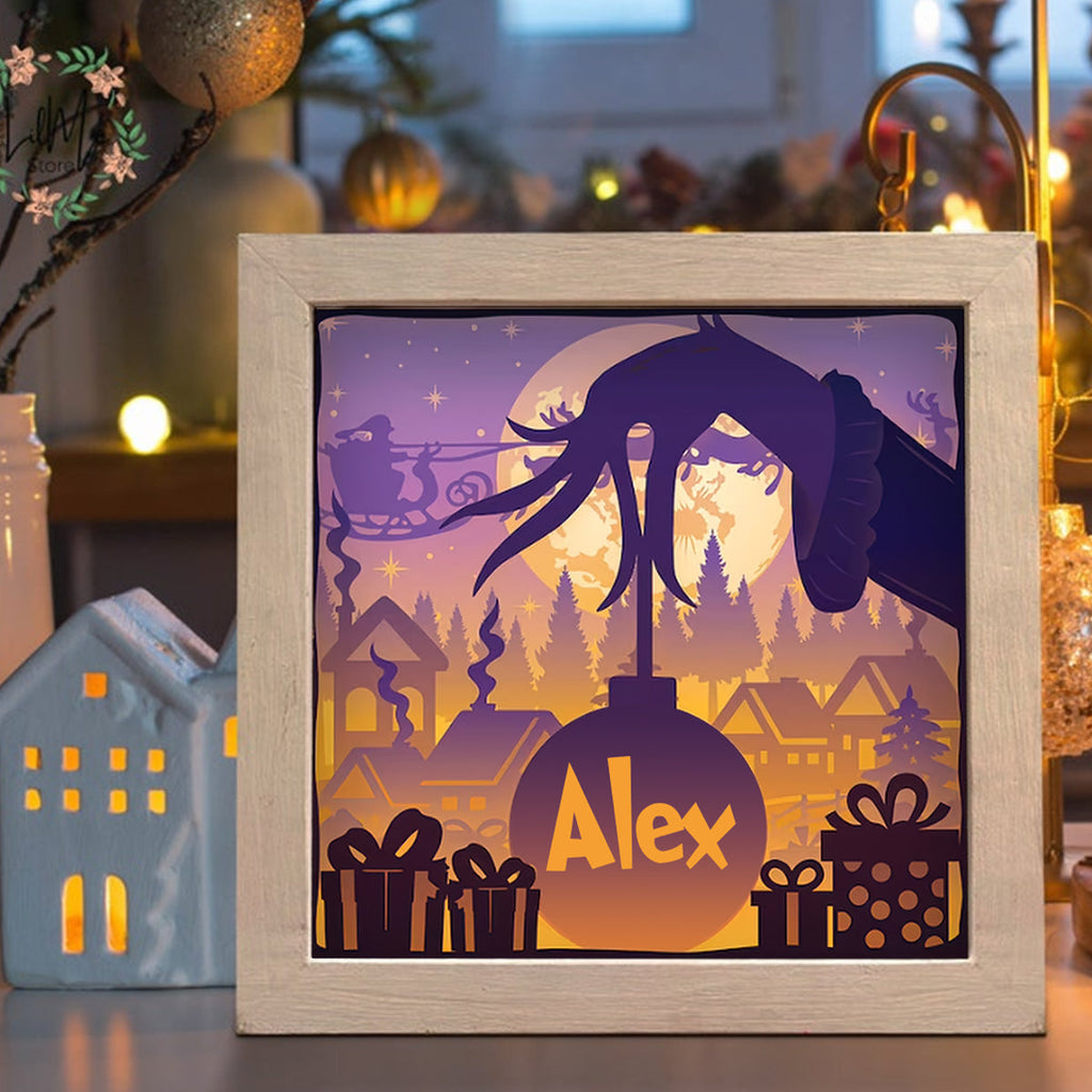 Personalized Christmas Light Shadow Box Custom Name Decoration Gift Light Shadow Box GradoCreations