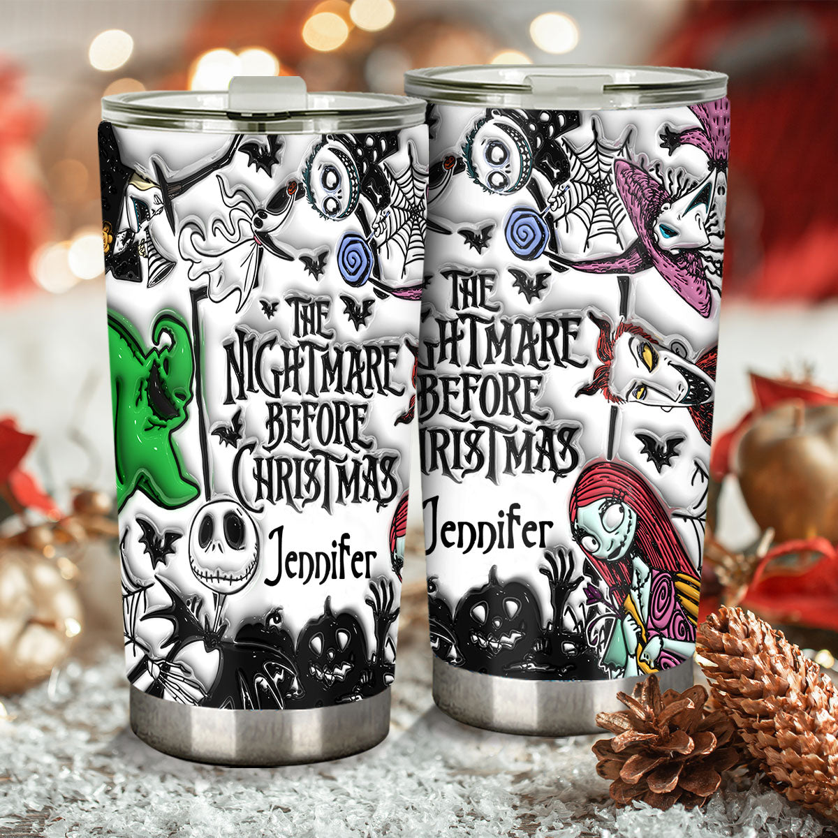 Personalized Nightmare Before Christmas Tumbler Custom Name Gift for Halloween & Christmas Tumbler GradoCreations