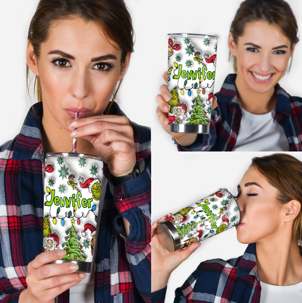 Personalized Grinch Tumbler with Name Custom Christmas Gift Tumbler GradoCreations