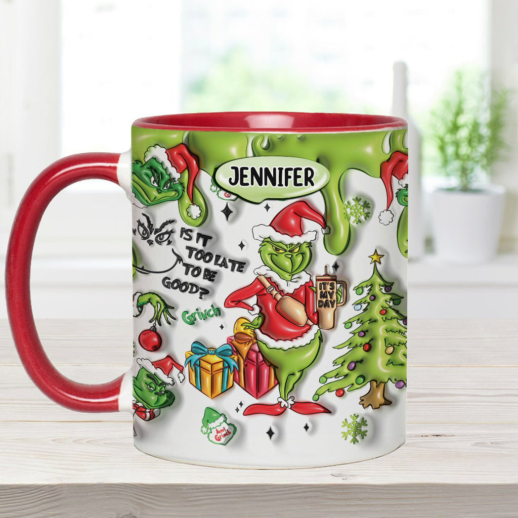 Personalized Grinch Accent Mug Custom Name Christmas Gift Accent Mug GradoCreations