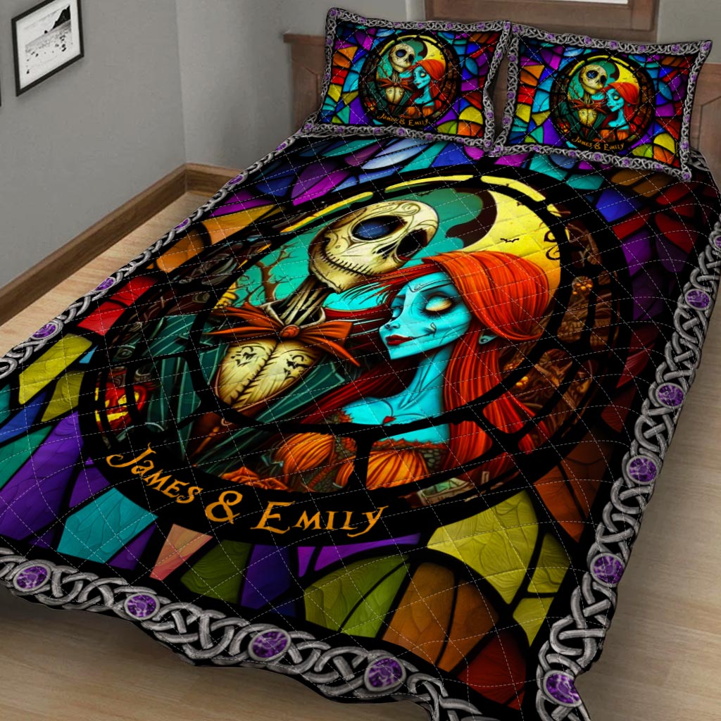 Personalized Nightmare Quilt Set Custom Name for Couples Halloween Gift Quilt Set GradoCreations