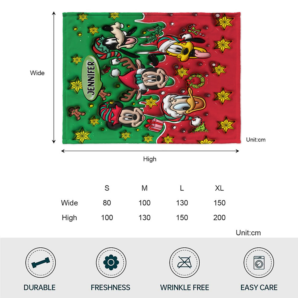 Personalized Christmas Mouse Blanket Custom Name Gift Blanket GradoCreations
