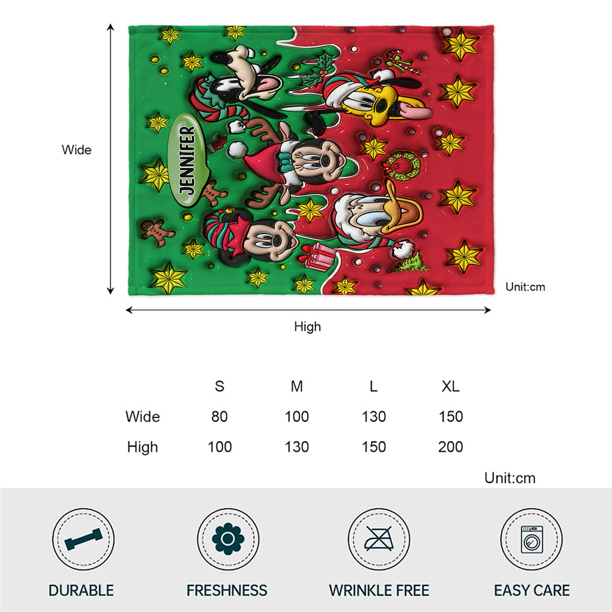 Personalized Christmas Mouse Blanket Custom Name Gift Blanket GradoCreations