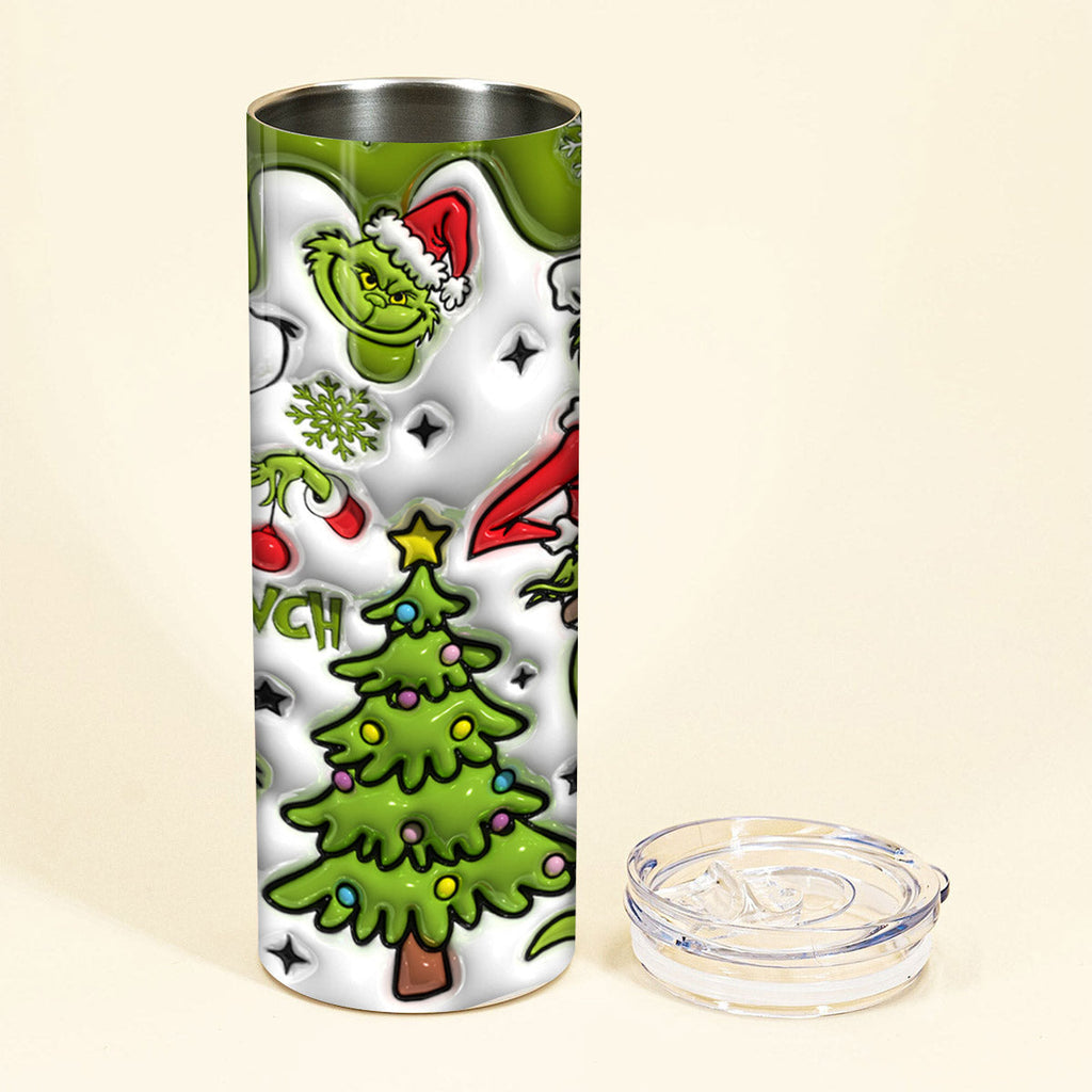 Personalized Grinch Christmas Skinny Tumbler Custom Name Gift Skinny Tumbler GradoCreations