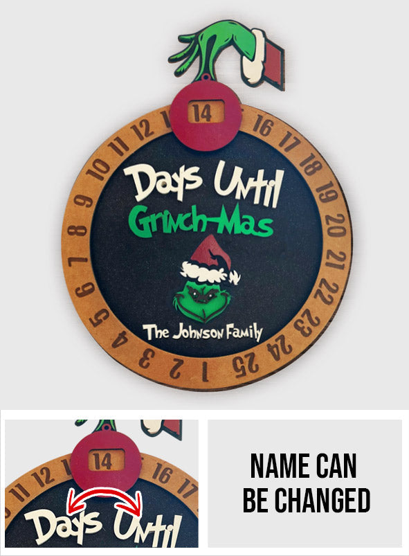 Personalized Grinch Christmas Countdown Sign for Family Christmas Countdown Wood Sign 1 GradoCreations