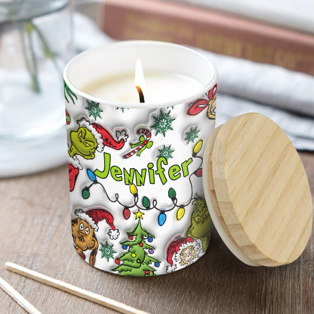 Personalized Christmas Candle with Wooden Lid Custom Name Gift Candle With Wooden Lid GradoCreations