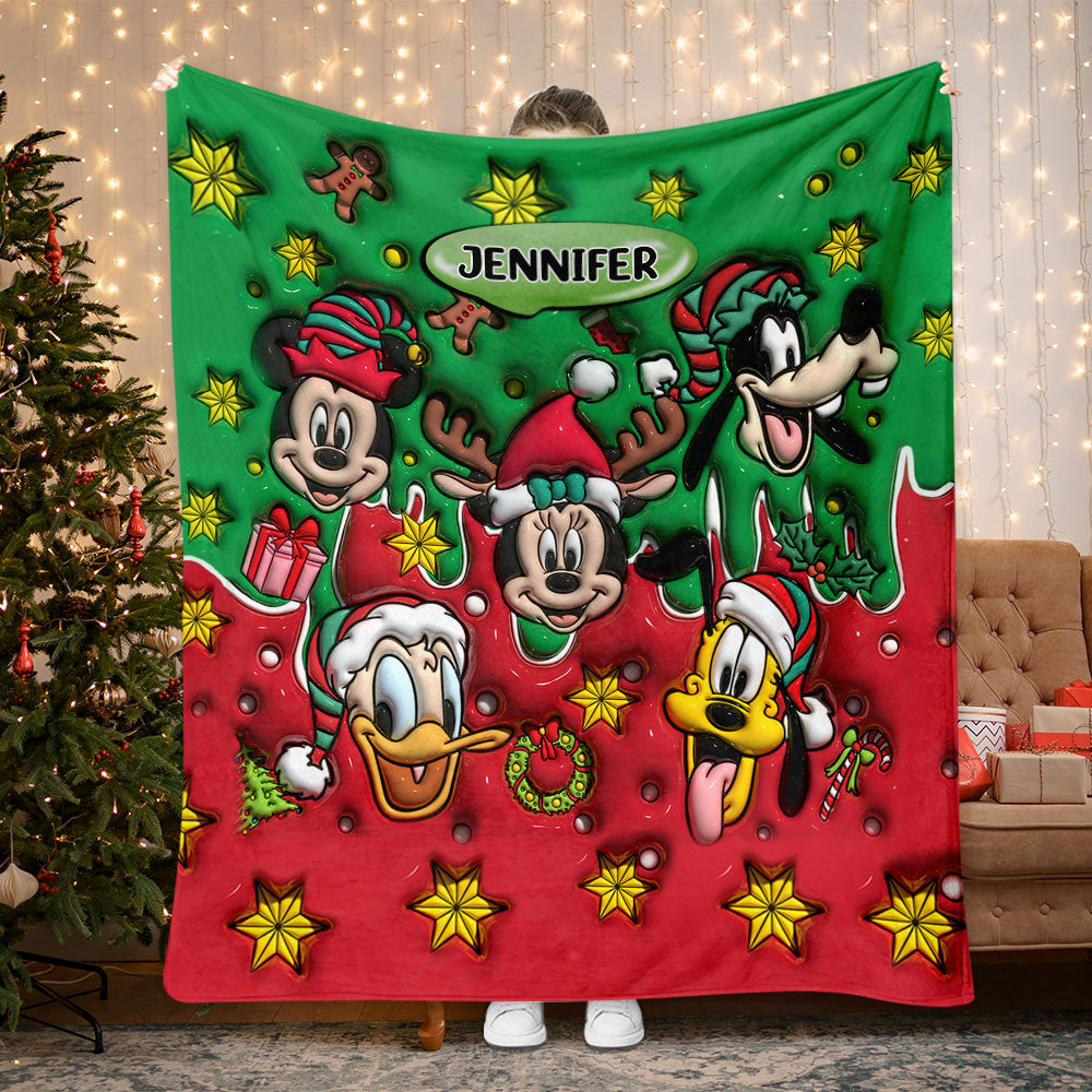 Personalized Christmas Mouse Blanket Custom Name Gift Blanket GradoCreations