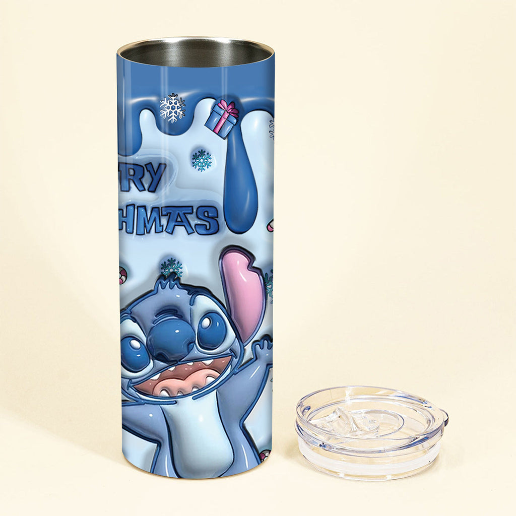 Personalized Merry Stitchmas Skinny Tumbler Custom Gift for Christmas Skinny Tumbler GradoCreations