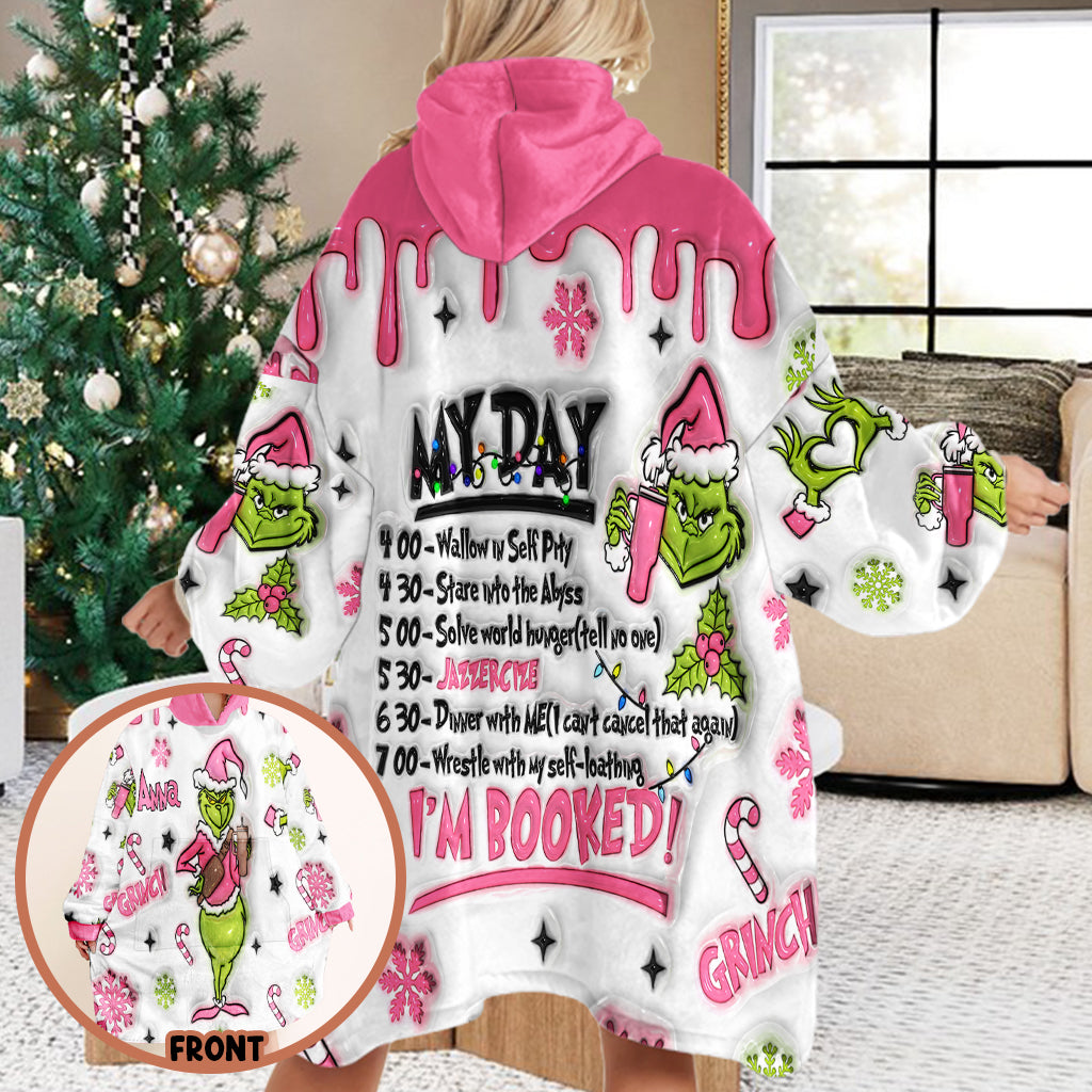 Personalized Grinch Hoodie Blanket Custom Gift for Christmas Blanket Hoodie GradoCreations