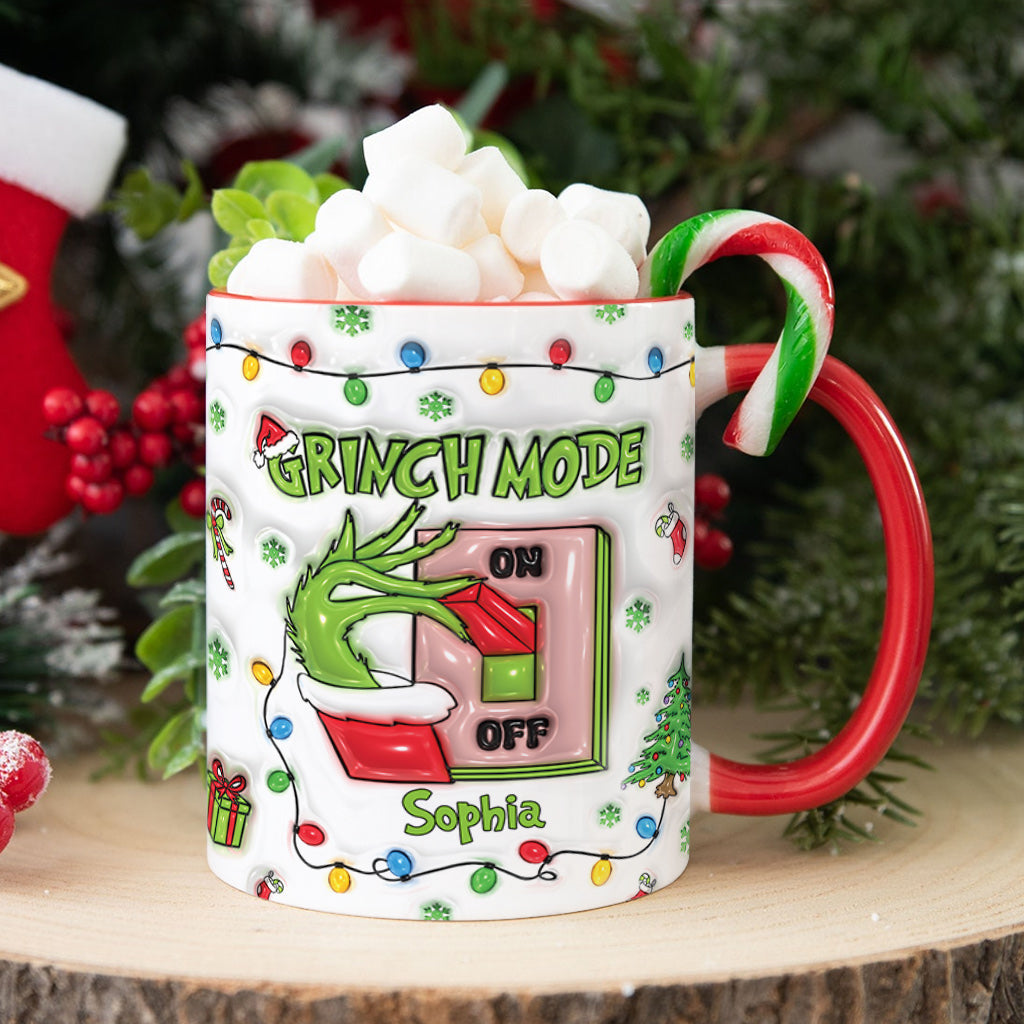 Personalized Grinch Mode Accent Mug Custom Name Holiday Gift Accent Mug GradoCreations