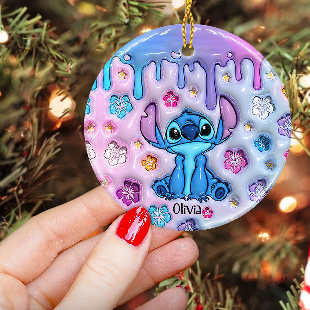 Personalized Ohana Ceramic Circle Ornament for Family Gift Ceramic Circle Ornament GradoCreations
