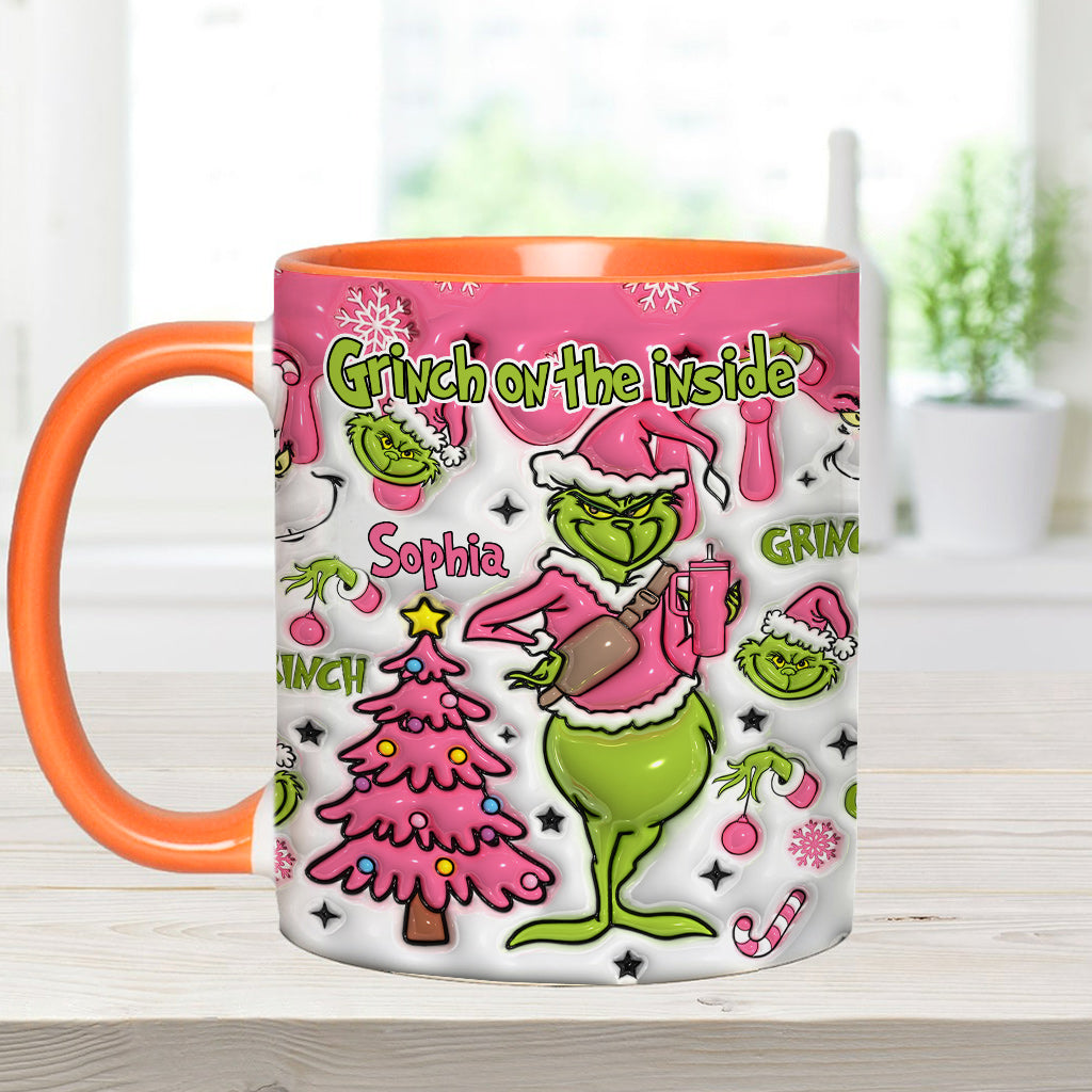Personalized Grinch Accent Mug Custom Name Holiday Gift Accent Mug GradoCreations