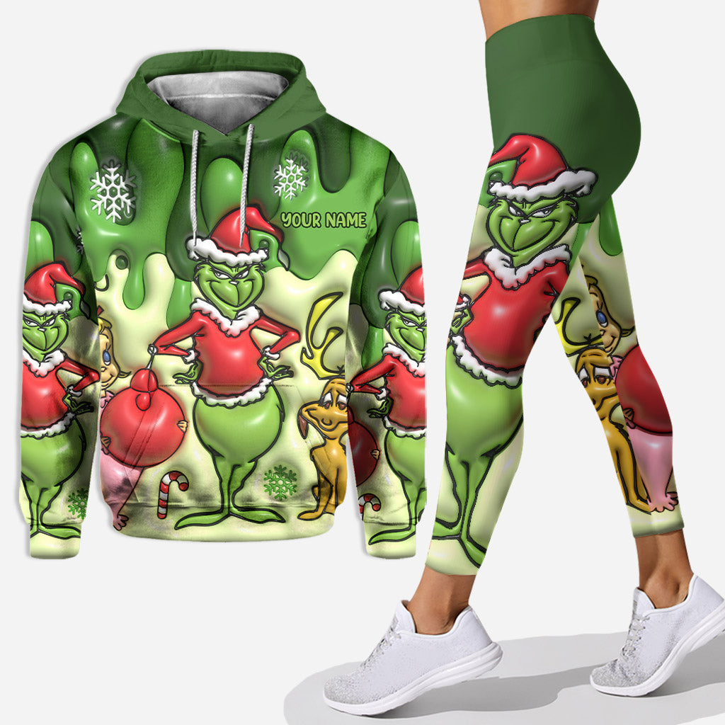 Personalized Grinch Hoodie & Leggings Set Custom Name Gift for Christmas Hoodie & Leggings GradoCreations