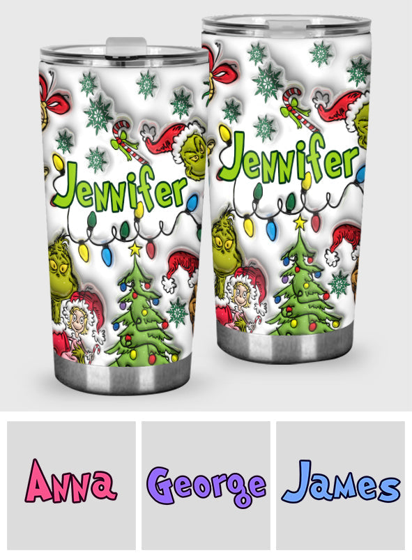 Personalized Grinch Tumbler with Name Custom Christmas Gift Tumbler GradoCreations