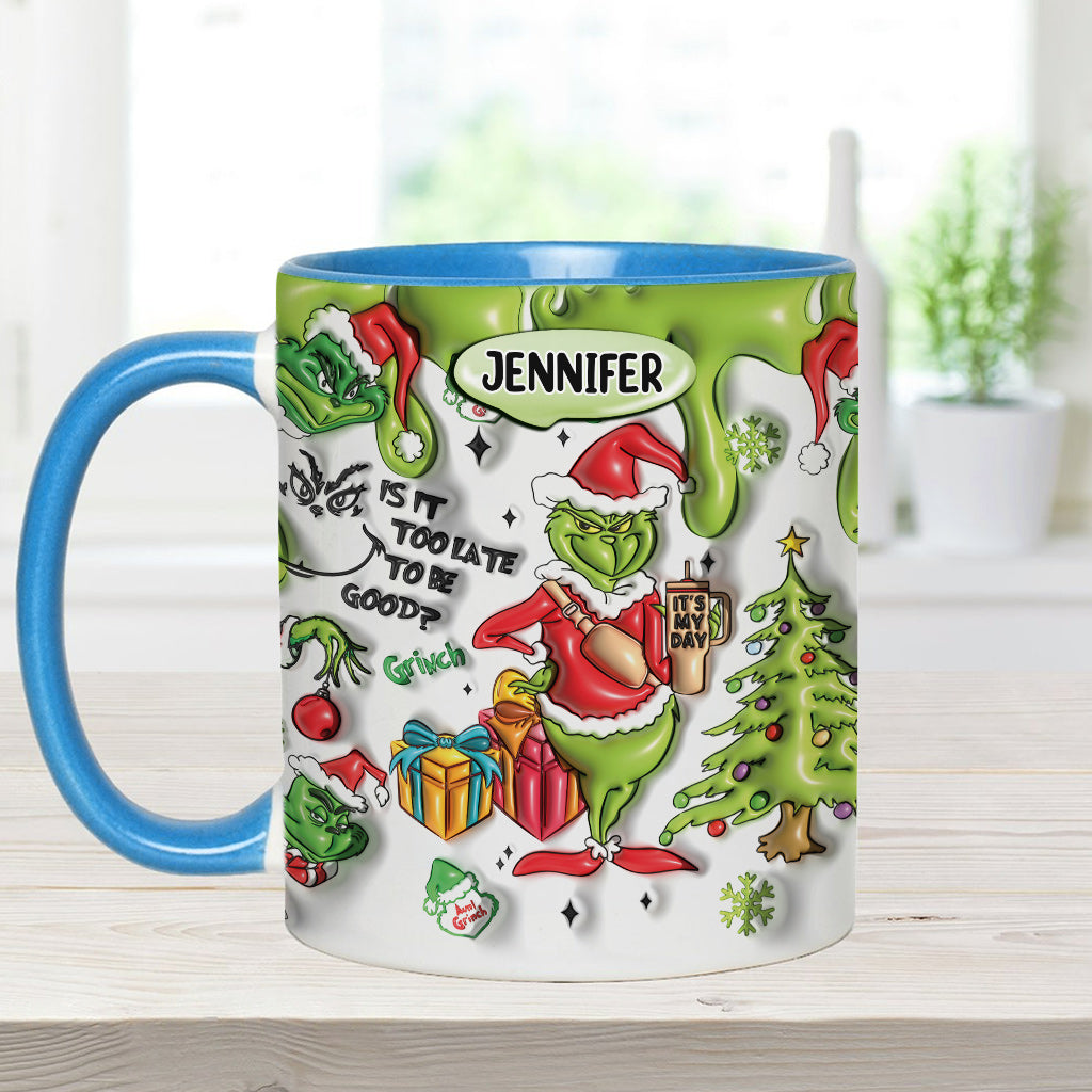 Personalized Grinch Accent Mug Custom Name Christmas Gift Accent Mug GradoCreations