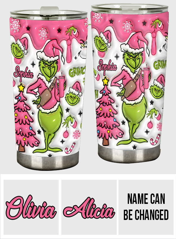 Personalized Stainless Steel Grinch Tumbler with Name for Christmas Tumbler GradoCreations