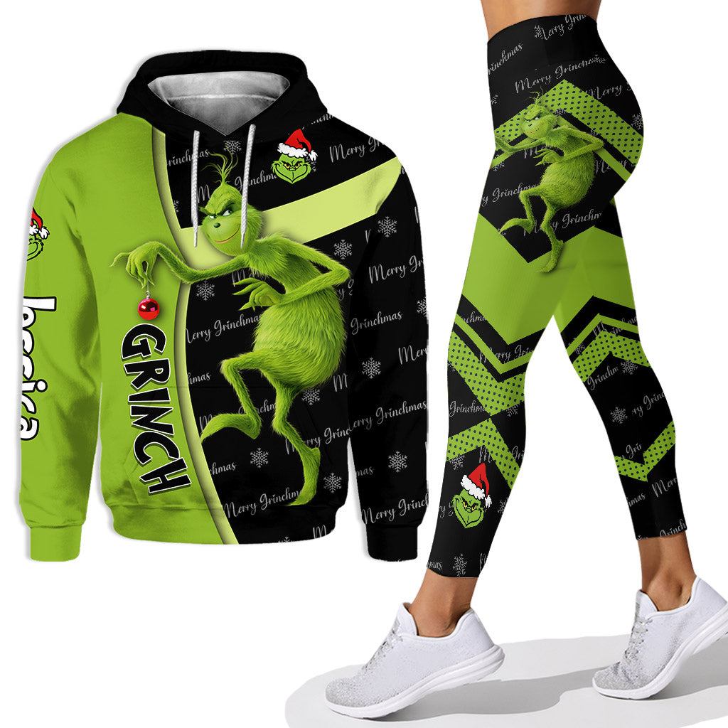 Personalized Grinch Hoodie and Leggings Custom Name Gift for Christmas Hoodie & Leggings GradoCreations