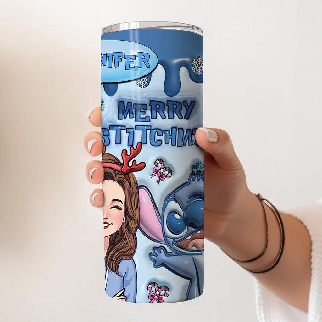 Personalized Merry Stitchmas Skinny Tumbler Custom Gift for Christmas Skinny Tumbler GradoCreations