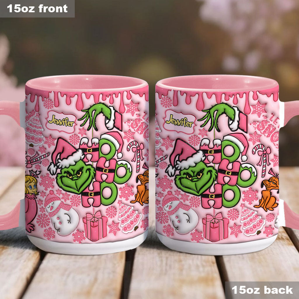 Personalized Grinch Christmas Accent Mug with Custom Name for Holiday Gifts Accent Mug GradoCreations