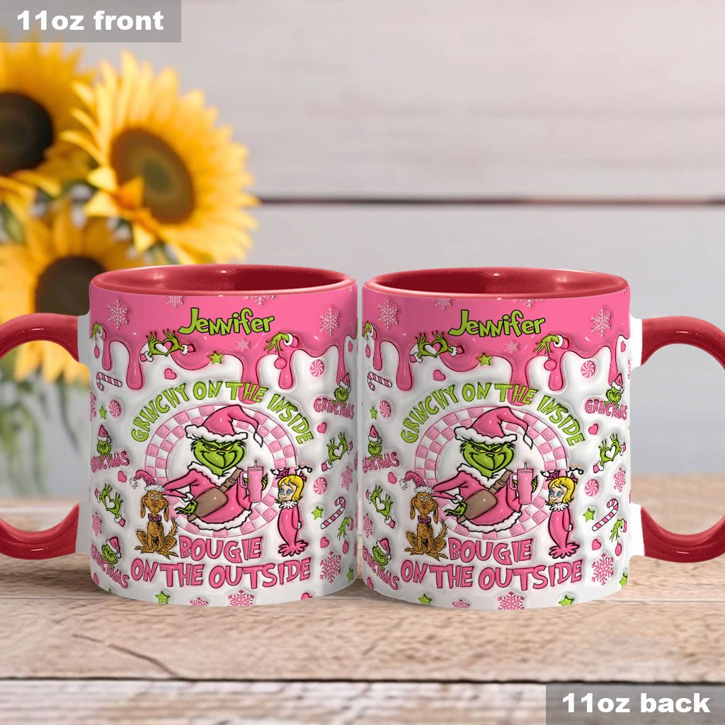 Personalized Christmas Accent Mug Grinchy On The Inside Gift Accent Mug GradoCreations
