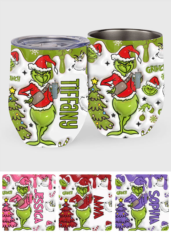 Personalized Grinch Wine Tumbler Custom Name Christmas Gift Wine Tumbler GradoCreations