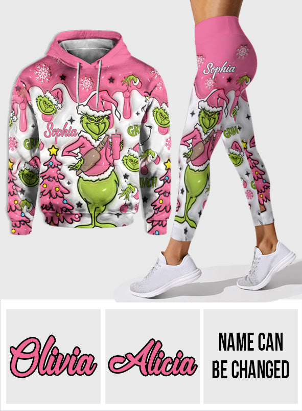 Personalized Pink Snowflakes Hoodie & Leggings Custom Name Gift for Her Hoodie & Leggings GradoCreations
