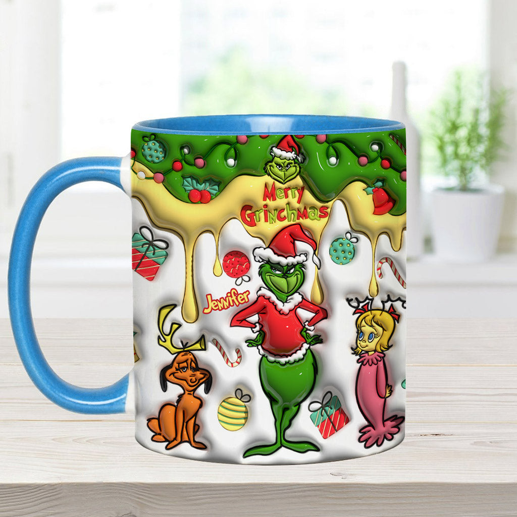 Personalized Merry Grinchmas Accent Mug Custom Name Gift Accent Mug GradoCreations