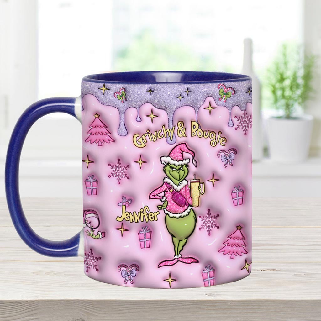 Personalized Grinchy & Bougie Accent Mug Custom Name Gift for Christmas Accent Mug GradoCreations