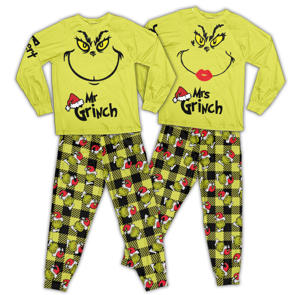 Personalized Grinch Couple Pajamas Set for Christmas | Custom Name Pajamas Set GradoCreations