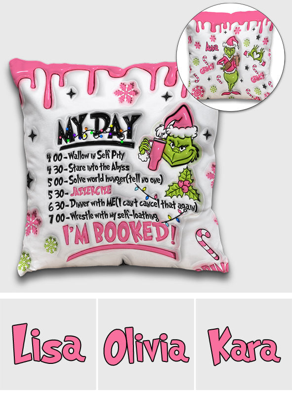 Personalized Grinch Christmas Throw Pillow with Custom Name Throw Pillow GradoCreations