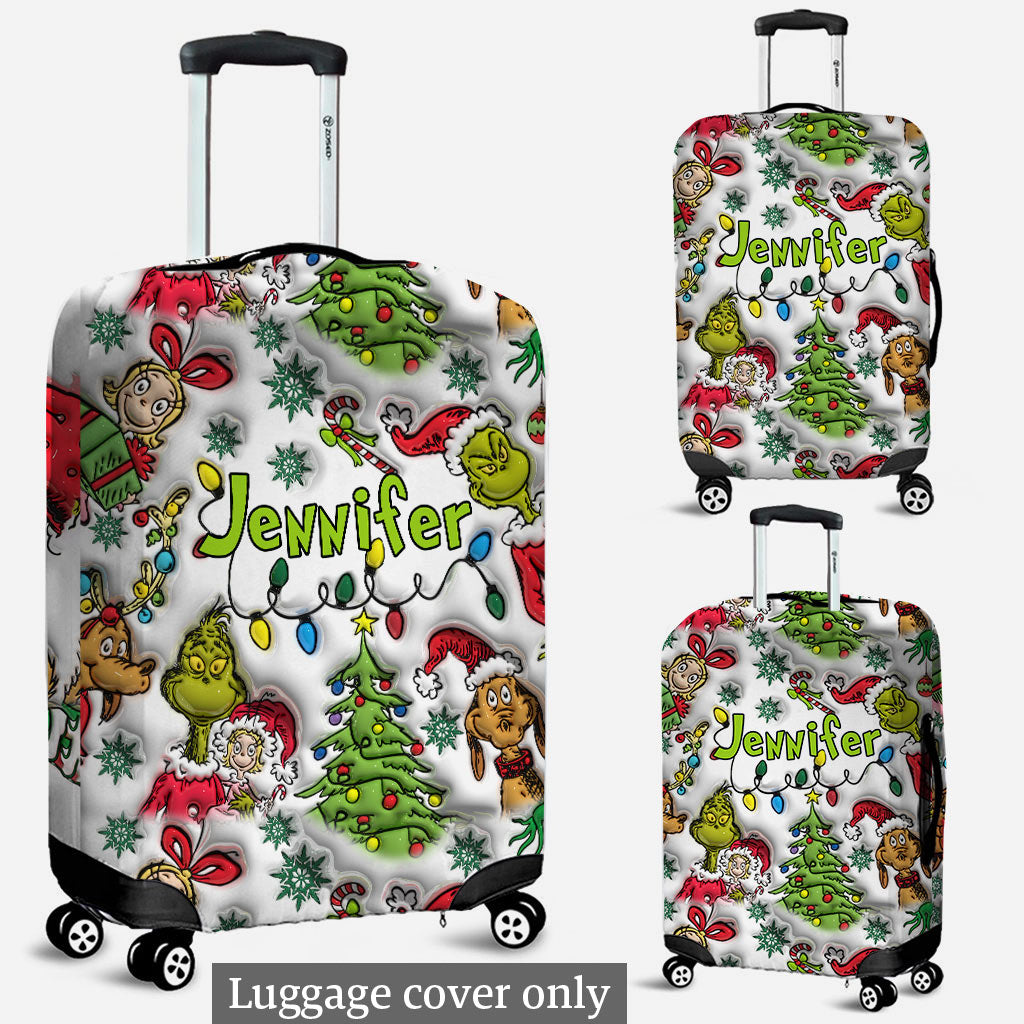 Personalized Christmas Luggage Cover Custom Name Gift Idea Luggage Cover GradoCreations
