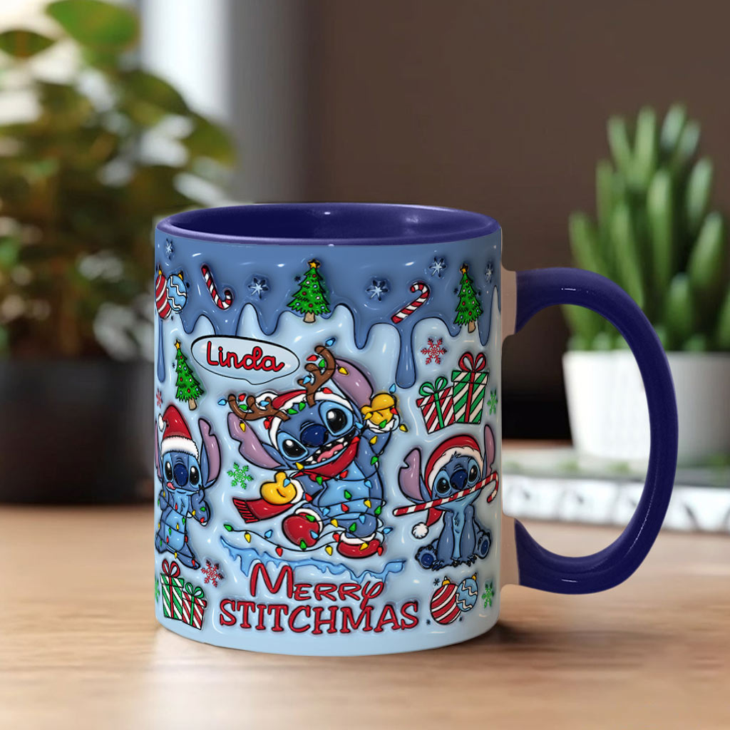 Personalized Merry Stitchmas Ohana Accent Mug Gift for Mom Accent Mug GradoCreations
