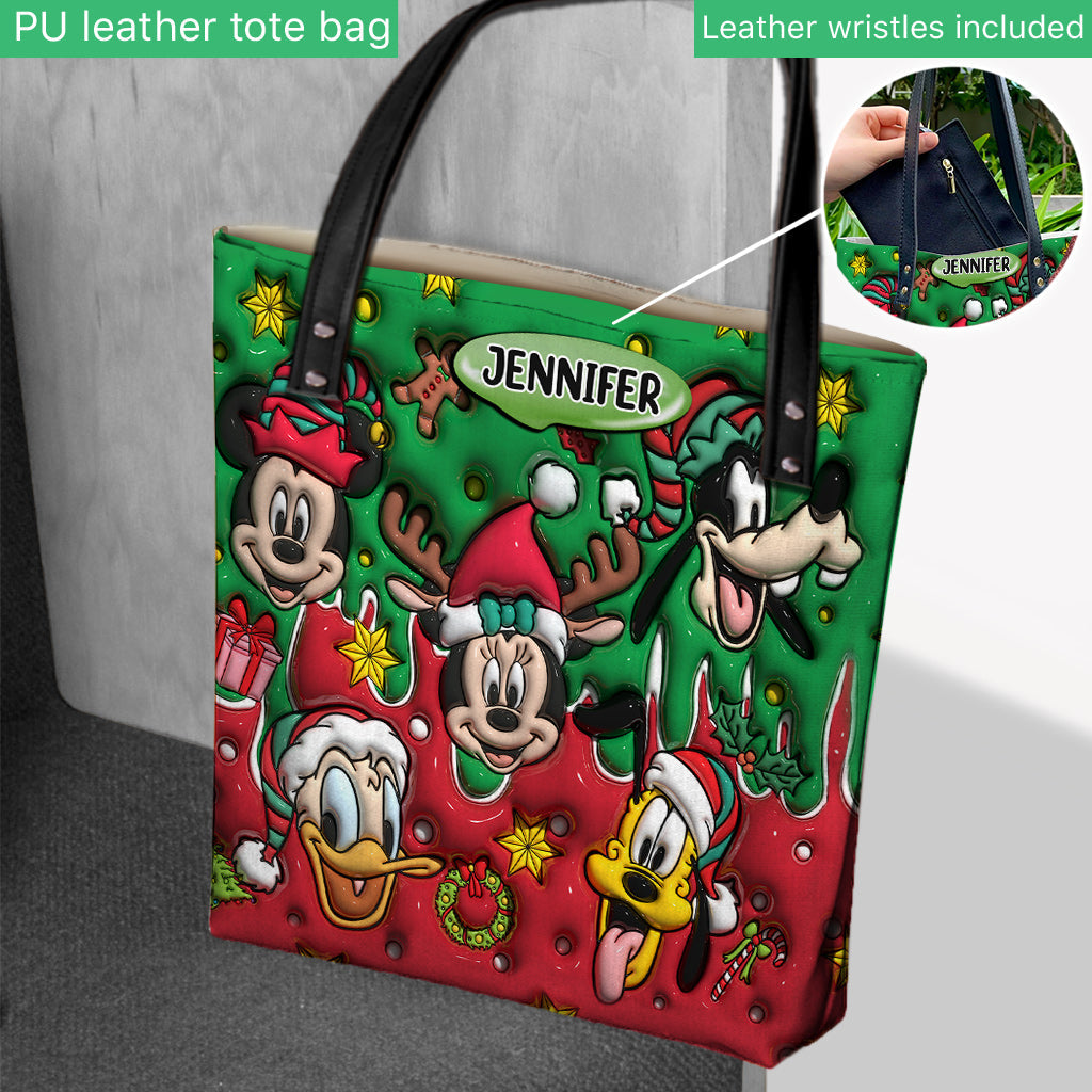 Personalized Christmas Mouse Tote Bag with Custom Name Tote Bag GradoCreations