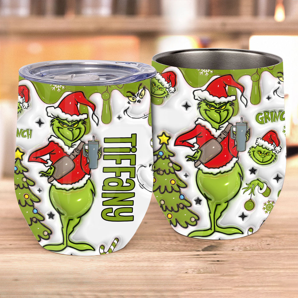 Personalized Grinch Wine Tumbler Custom Name Christmas Gift Wine Tumbler GradoCreations