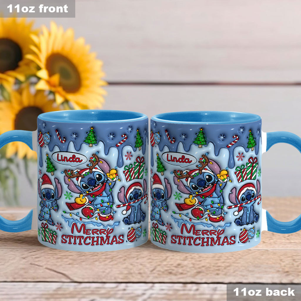 Personalized Merry Stitchmas Ohana Accent Mug Gift for Mom Accent Mug GradoCreations