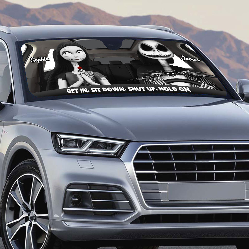 Personalized Nightmare Car Sunshade Custom Names Gift for Couple Car Sunshade GradoCreations