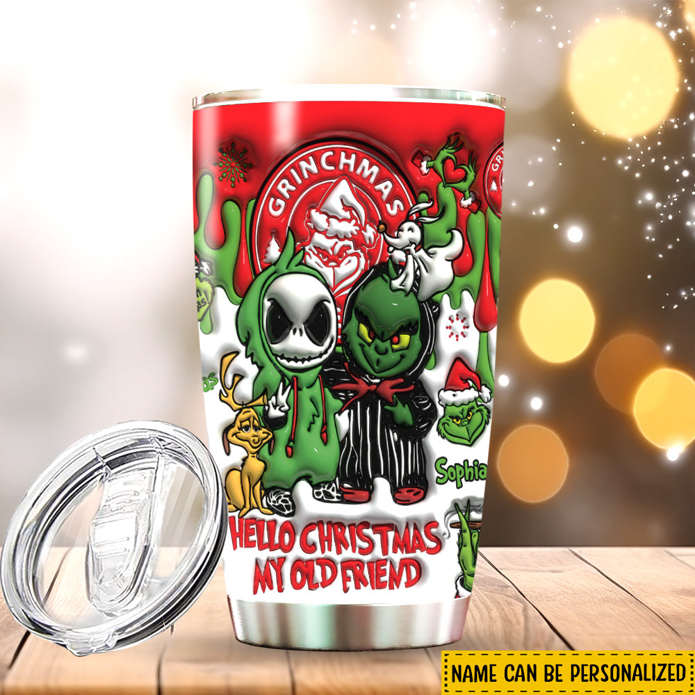 Personalized Grinch Christmas Tumbler with Custom Name Gift Tumbler GradoCreations