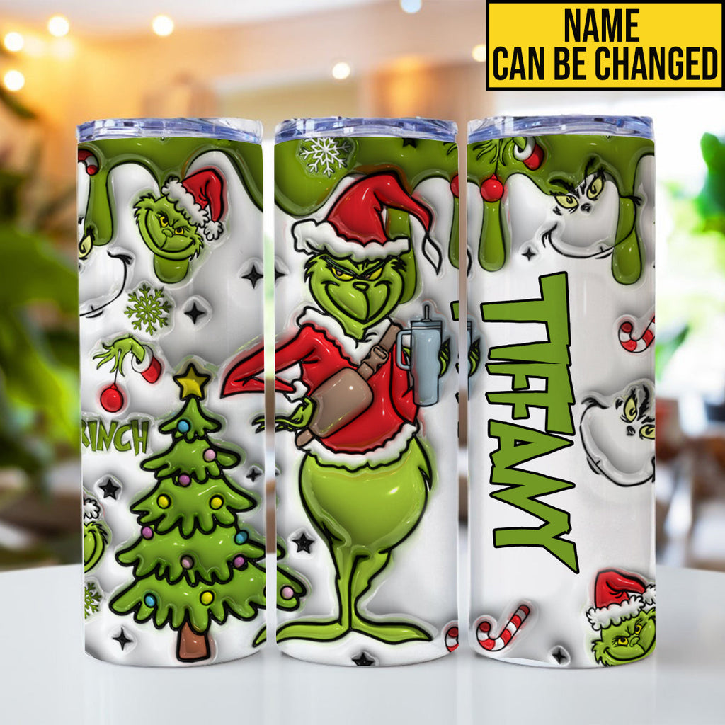 Personalized Grinch Christmas Skinny Tumbler Custom Name Gift Skinny Tumbler GradoCreations