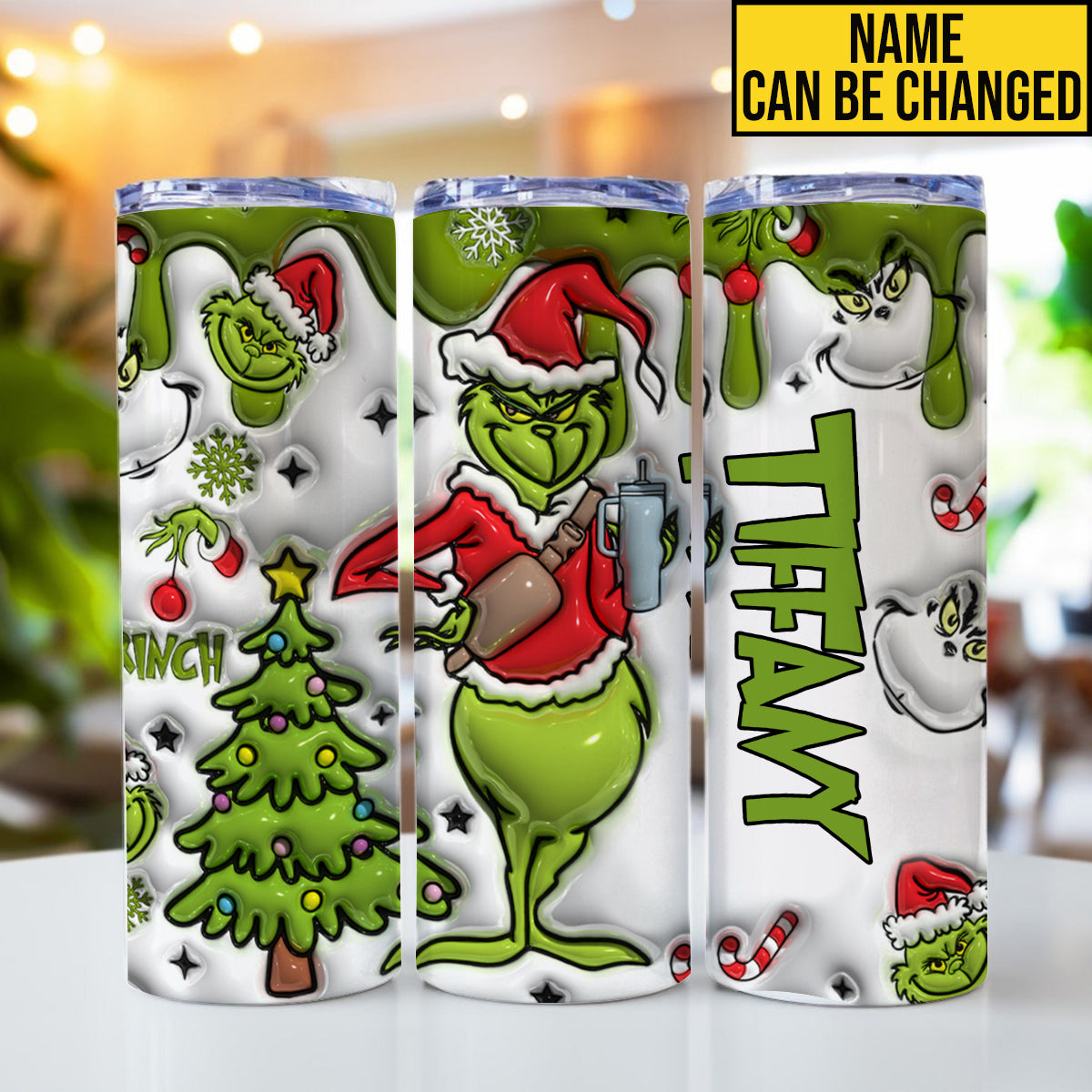 Personalized Grinch Christmas Skinny Tumbler Custom Name Gift Skinny Tumbler GradoCreations