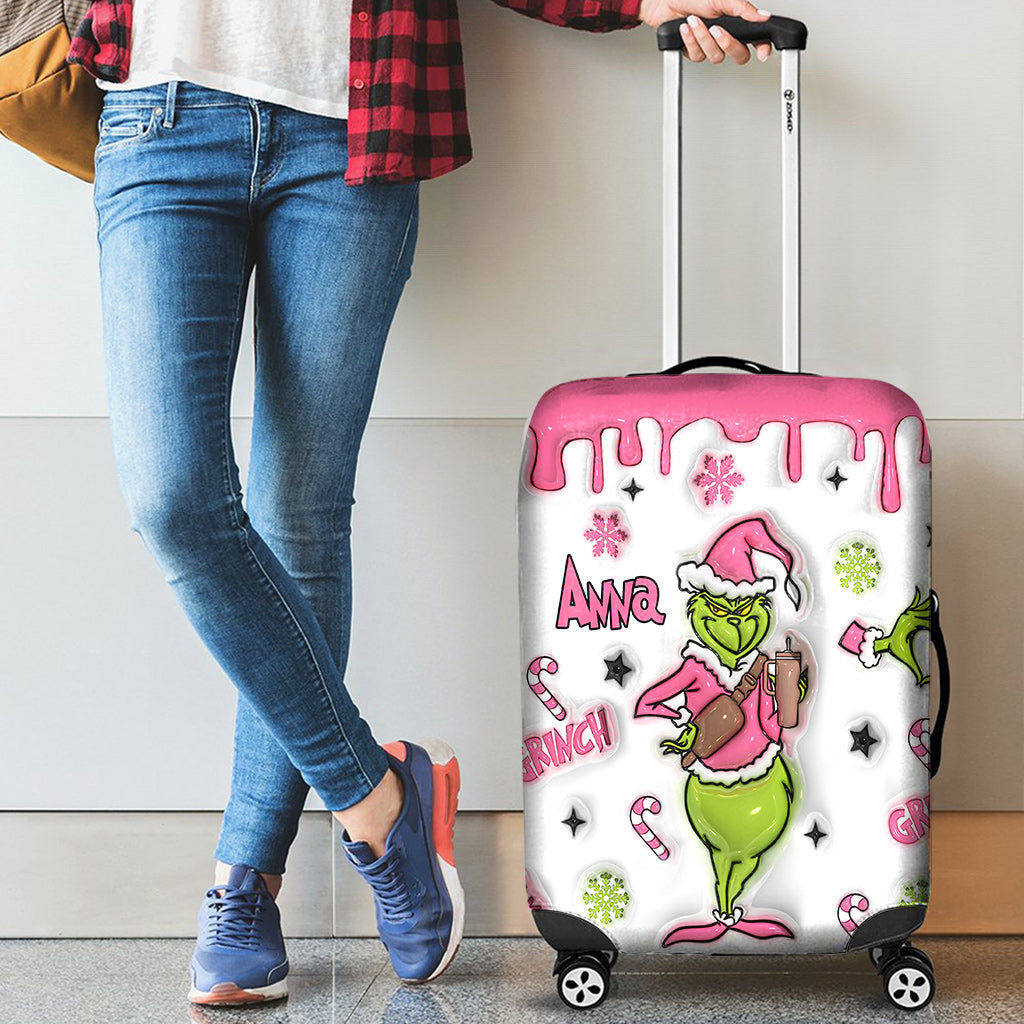 Personalized Christmas Luggage Cover Custom Name Grinch Design Luggage Cover GradoCreations