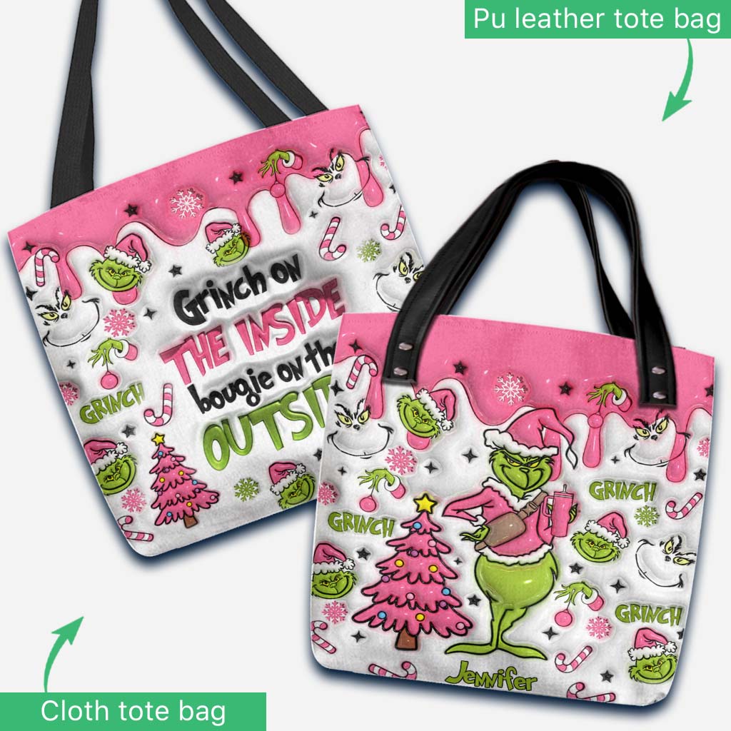 Personalized Grinch Tote Bag Custom Name Christmas Gift Tote Bag GradoCreations