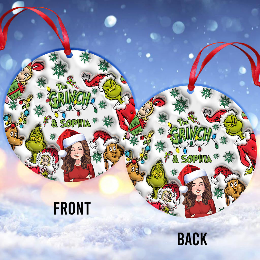 Personalized Grinch Christmas Ornament Custom Name Gift Ornament GradoCreations