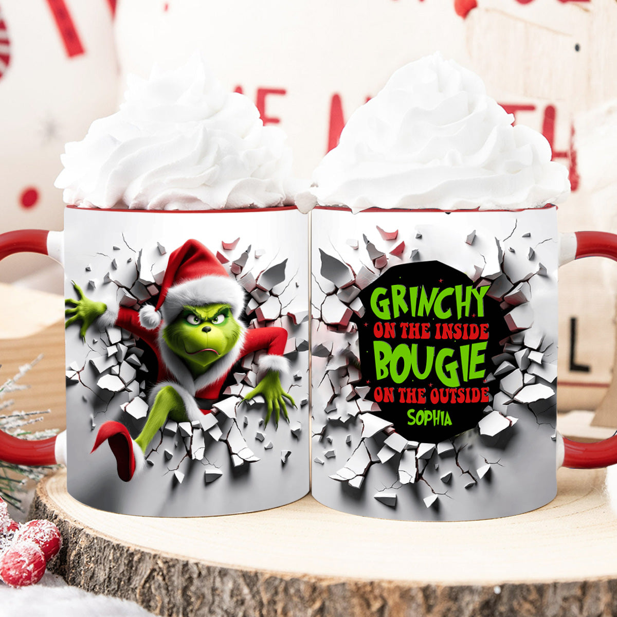 Personalized Christmas Accent Mug with Grinch Design for Holiday Gifts Accent Mug GradoCreations