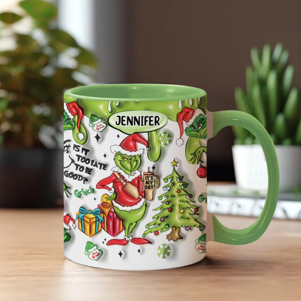 Personalized Grinch Accent Mug Custom Name Christmas Gift Accent Mug GradoCreations