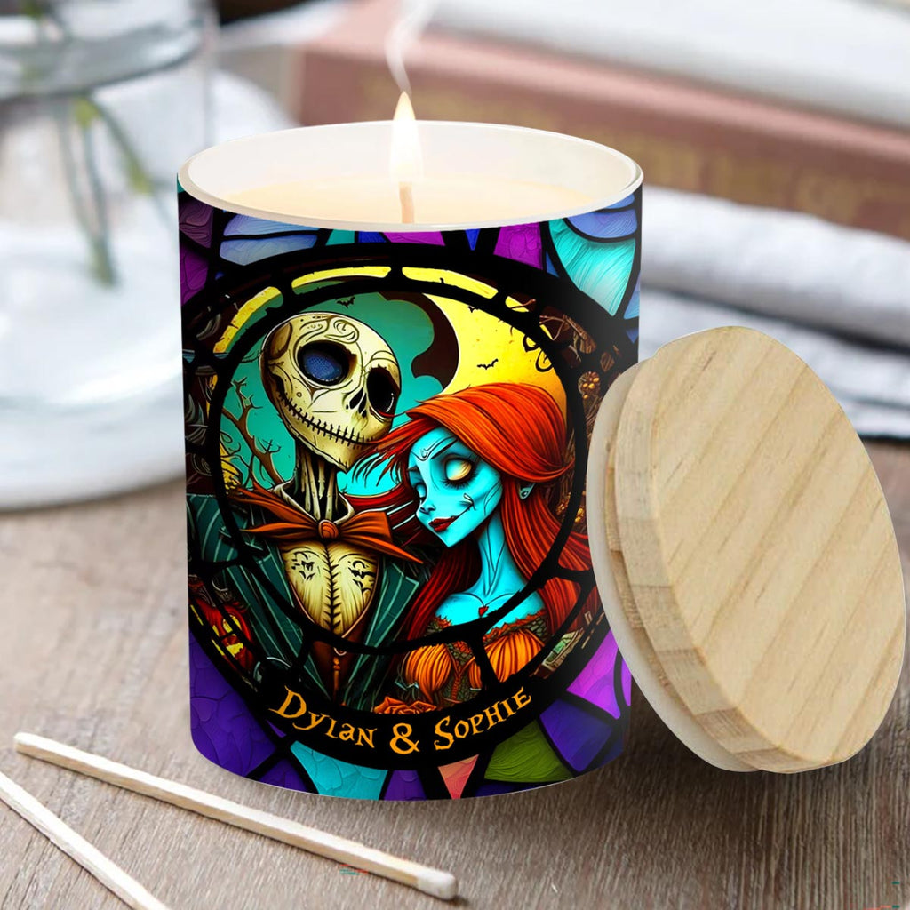 Personalized Nightmare Candle with Custom Names Wooden Lid Gift for Couples Candle With Wooden Lid GradoCreations
